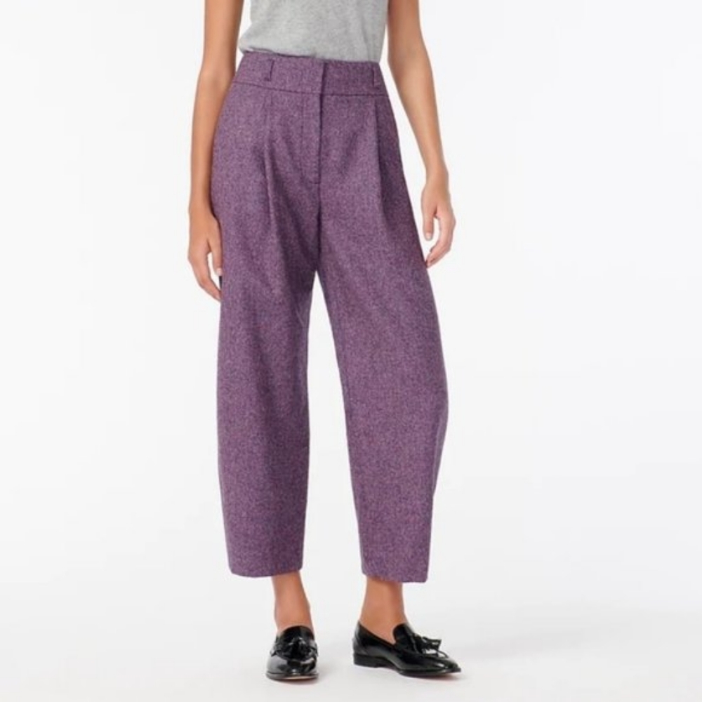J. Crew purple wool high-rise tapered pant